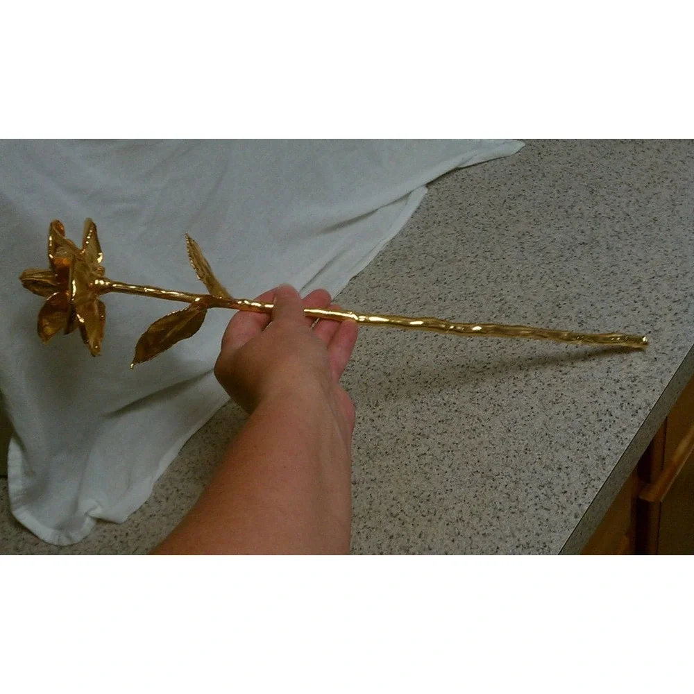 Gold Plated Forever Long Stem Rose, Vintage 80s